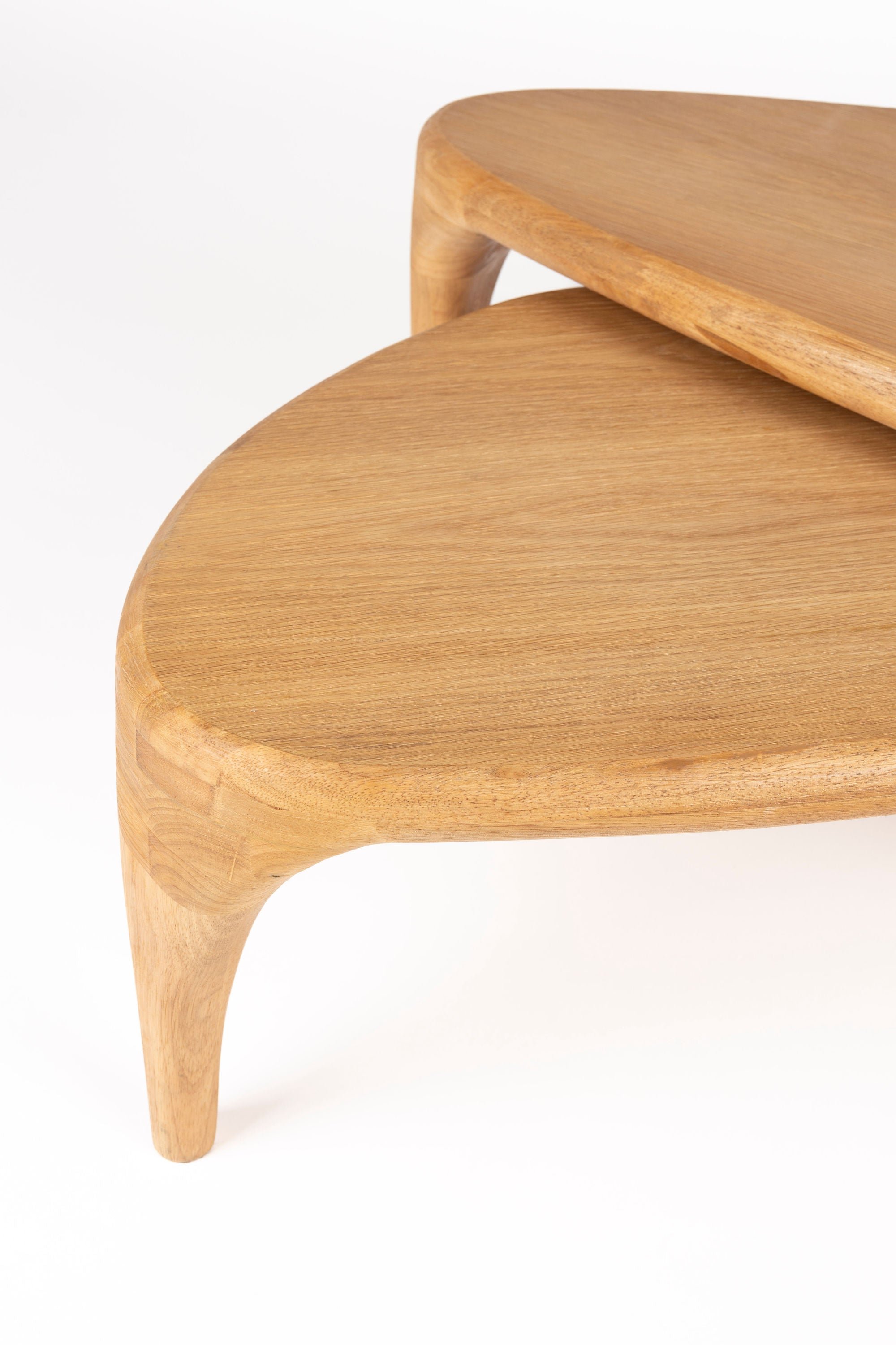 Zuiver Set of 2 Isla Natural Oak Wood Coffee Table Nest